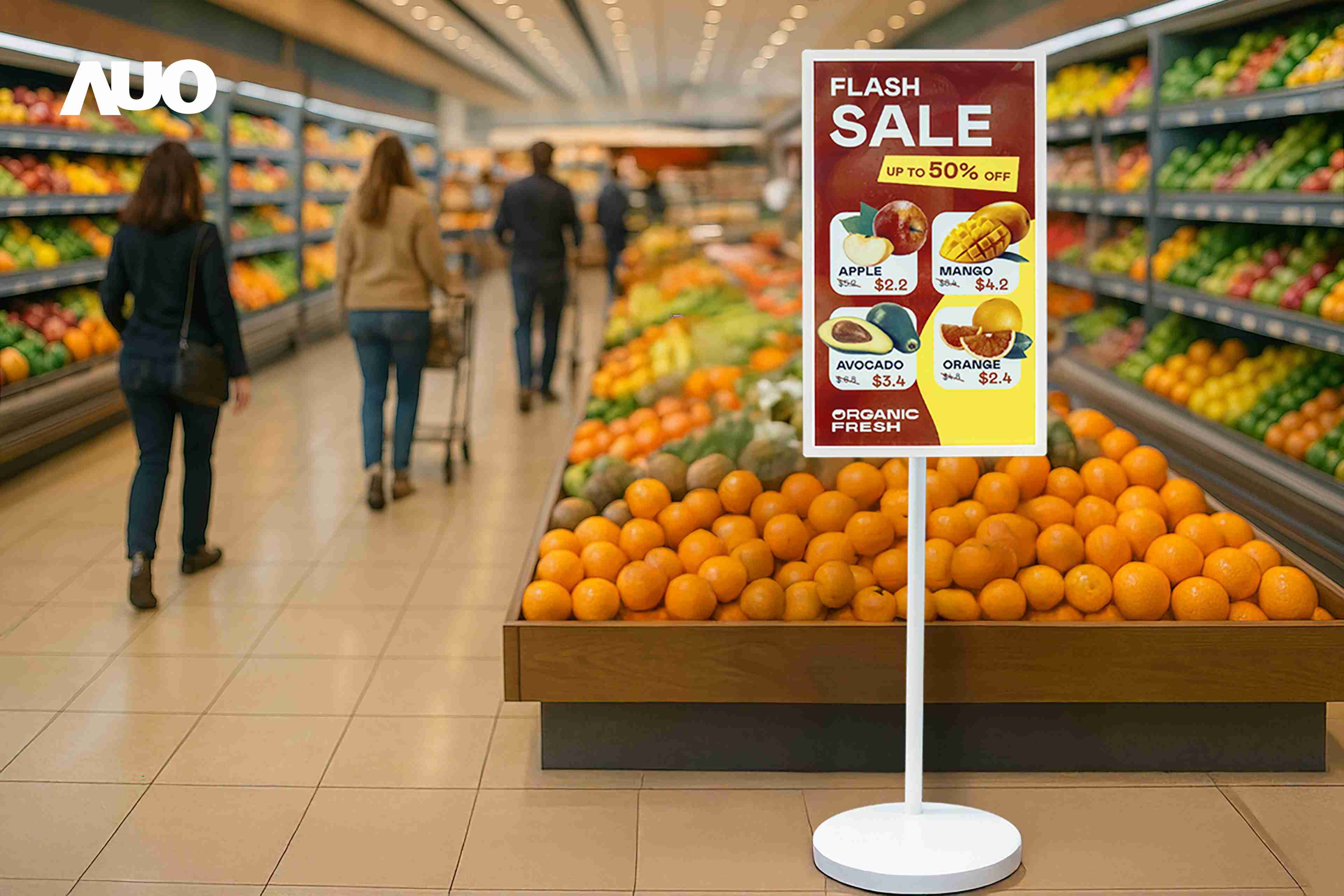 达擎首亮相低功耗、、、、全彩的〝aecoPost电子纸解决方案〞，，，，仅在更新画面时需要微量的电力驱动，，，无需布建电线的便捷设计，，，，使其可灵活应用、、、、随意置放，，，并可透过云端或行动装置app，，，，轻松管理及排程广告内容，，，晋升店头营销利器。。。